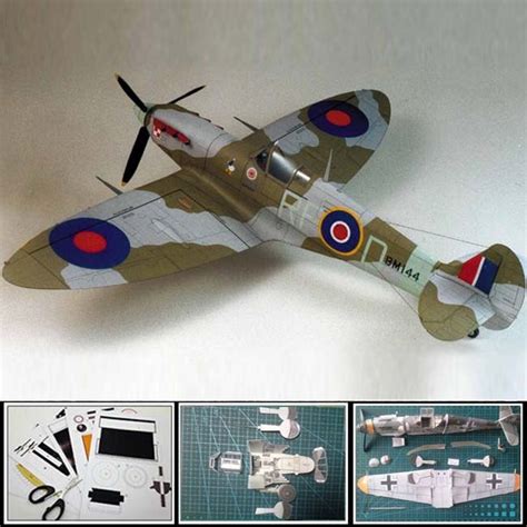 New 2016 Paper Model Airplane Britain Fighter Spitfire Mk Vb 124 Scale
