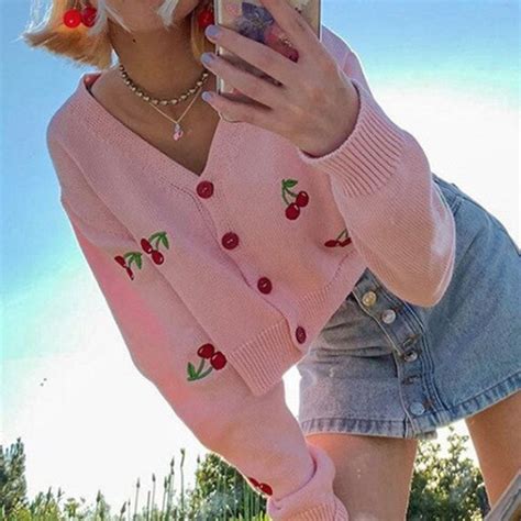 Cherry Embroidery Cardigan From So Fun Mart In 2021 Kawaii Fashion