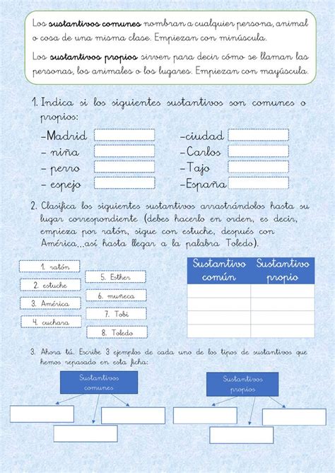 Nombres Y Sus Clases Ficha Interactiva Ejercicios Interactivos