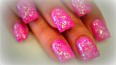 Diy Pink Glitter Nails Youtube