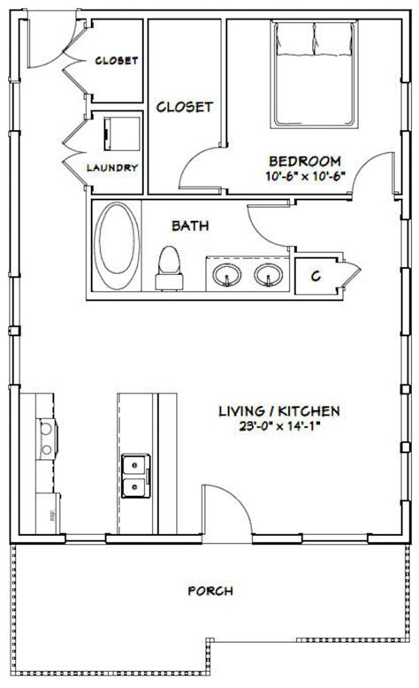 24x32 House 1 Bedroom 1 Bath 768 Sq Ft Pdf Floor Plan Etsy
