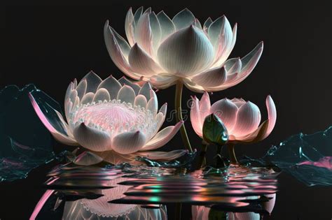 Dreamlike Image Of Light Glow Lotus Flower Or Water Lily With