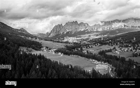 Panoramic View Of Cortina Dampezzo Dolomites Italy Stock Photo Alamy