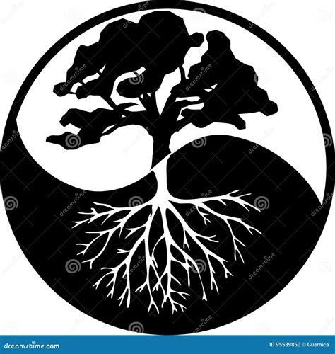 Yin Yang Tree Cartoon Vector 1736525