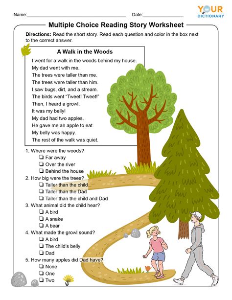 Free printable reading comprehension worksheets with multiple choice questions