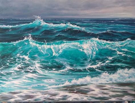 Stormy Seas Seascape Painting Ocean Painting Realistic Seascape Surf