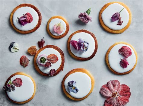 Condensed Milk Cookies With Royal Icing And Edible Flowers