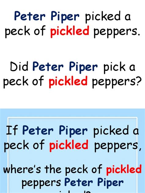Peter Piper Picked A Peck Of Pickled Peppers Pdf