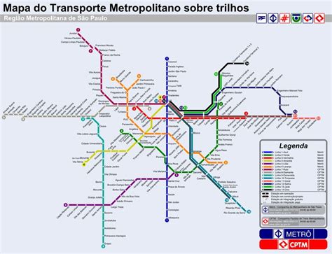 Sao Paulo Brazil Subway Map Carte De Train Ligne Metro Sao Paulo