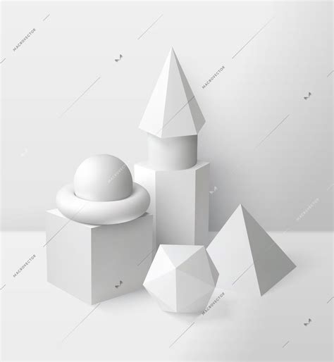 Basic Shapes Composition With Triangle Sphere And Cube Symbols