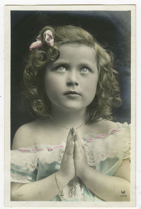 Circa 1910 Adorable Little Praying Girl Pray Prayer Vintage Photo