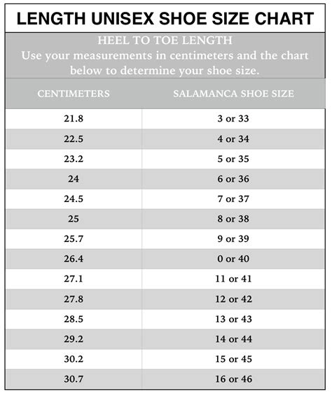 Copy of Shoe Size Chart — Salamanca Custom Made Tango Shoes | New York ...