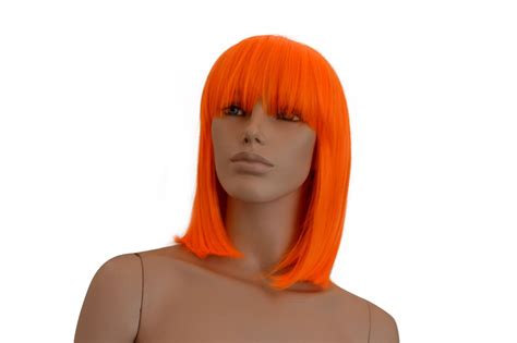 Deluxe Fluro Orange Long Bob Wig Perth Hurly Burly Hurly Burly Abn