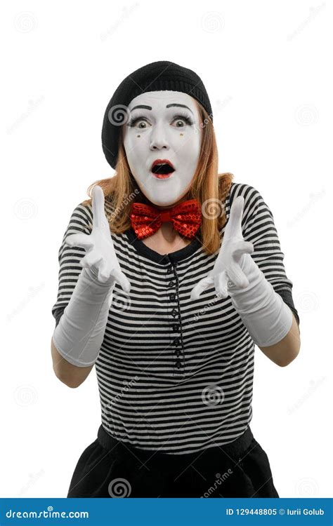 Astonished Female Mime Stock Image Image Of Face Concept 129448805