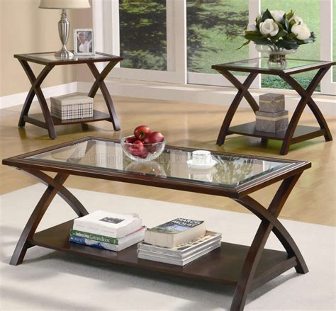 A coffee table is one of the most functional pieces of furniture in a home, but that doesn't mean that it shouldn't showcase your design aesthetic. Rich Cappuccino Finish Modern 3Pc Coffee Table Set w/Glass Top