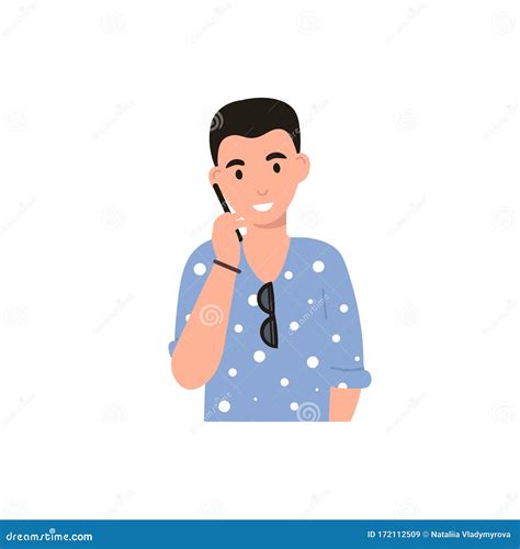 Hombre Hablando Por Teléfono Ilustración Del Vector Ilustración De