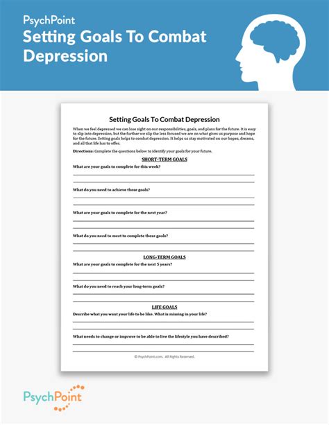 Setting Goals To Combat Depression Worksheet Psychpoint