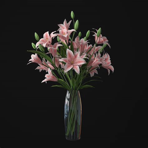 3d Lilies Vase Turbosquid 1150730