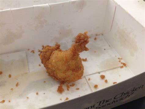 I went to my regular wendy's in manhattan's financial district to try the spicy chicken nuggets. Chicken nugget looks like a chicken : mildlyinteresting