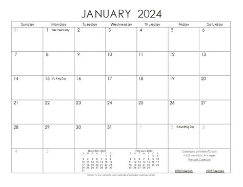 Monthly Printable Calendar 2024 With Holidays