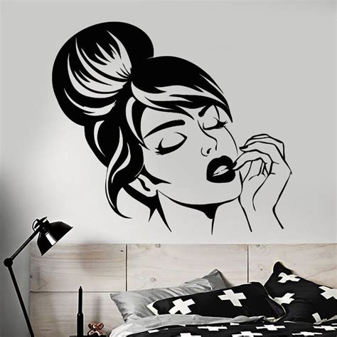 Vinyl Wall Decal Beautiful Girl Face Wall Sticker Home Bedroom Decoration Hairstyle Makeup Wall