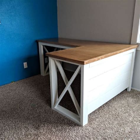 There are two shelves to store your essential. L Shaped Double X Desk - Handmade Haven in 2021 | Diy ...