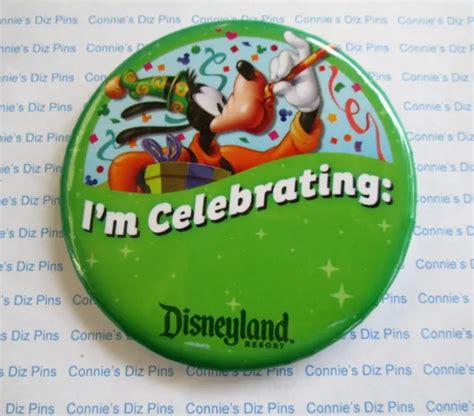 Im Celebrating Disneyland Resort Button Badge W Goofy Blowing A