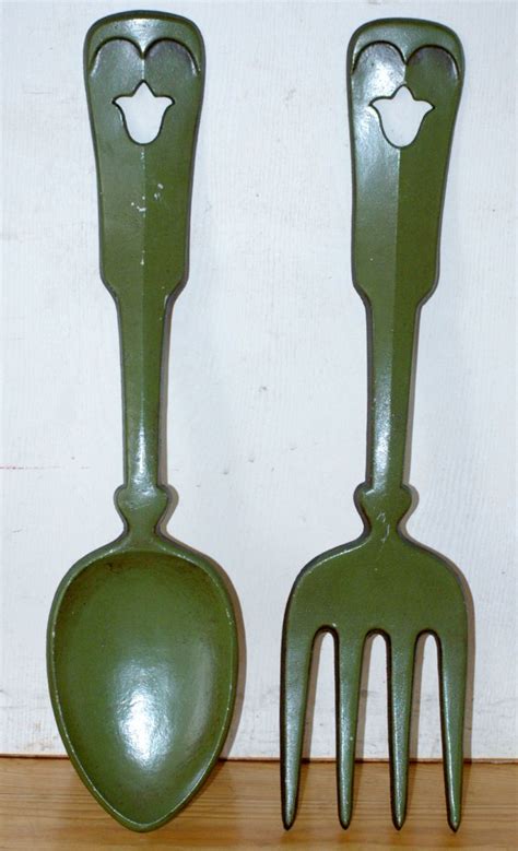 vintage sexton giant metal fork and spoon wall decor 1969 etsy forks and spoons metal