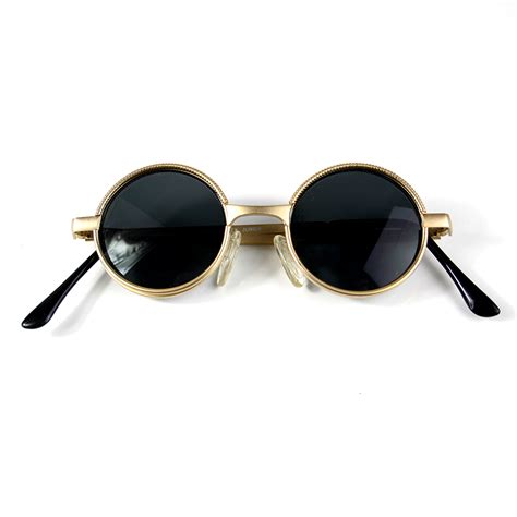 small round sunglasses metal frame gold silver lens options hi tek webstore