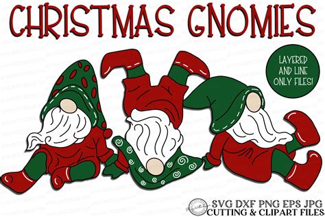 Christmas Gnomes Gnomies Christmas Cutting Files Svgs