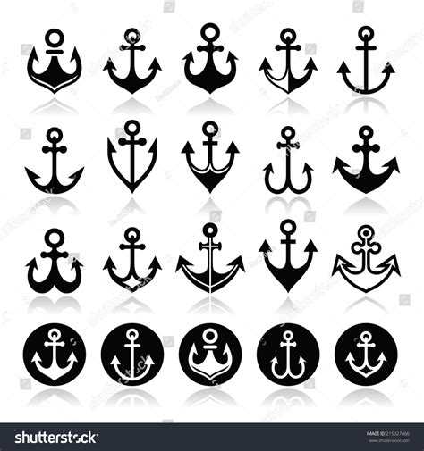 Anchor Icons Set Symbol Sailors Sea Stock Vector 215027866