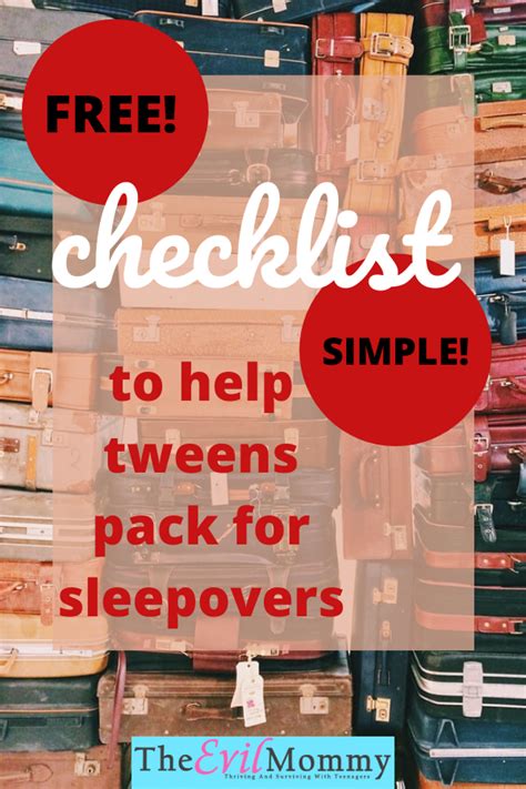 Free Simple Checklist To Help Your Tweens Pack For Sleepovers