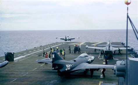 u s navy grumman f9f 2 panther fighters of fighter squadron vf 93 blue blazers being launched