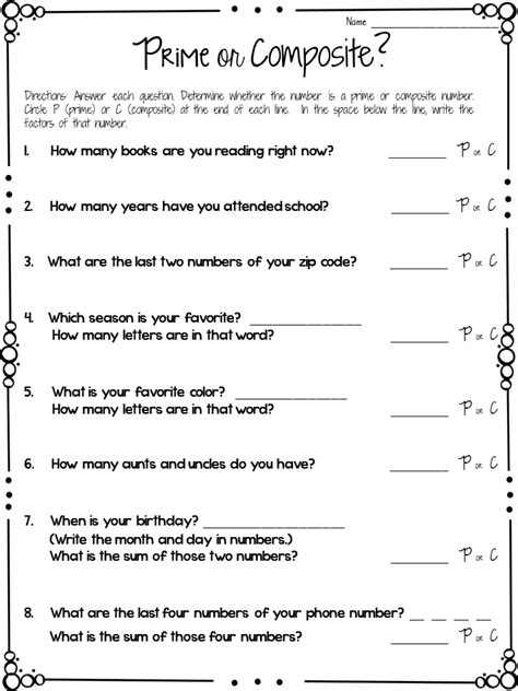 Worksheet For Prime And Composite Numbers