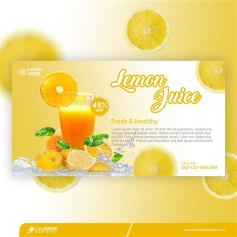 Download Fresh Lemon Drink Banner Template Premium Vactor Coreldraw