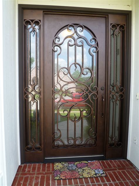 Custom Wrought Iron Door With Sidelights Diseño De