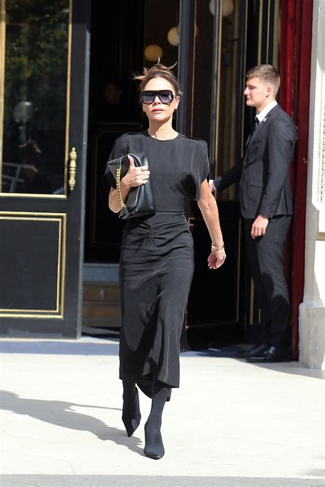 Victoria Beckham Goes Chic In Black Dress And Sock Boots For Pfw Show