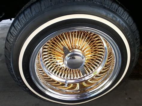 18 La Wire Wheels Fwd 100 Spoke Straight Lace American Gold Plating Center With Chrome Lip Rims