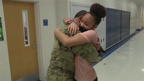 military dad surprises daughters at school by returning home early youtube