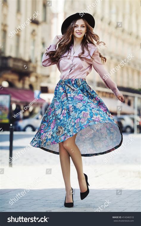 Outdoor Full Body Portrait Young Beautiful Stock Photo