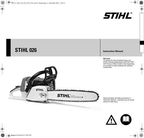 Stihl Chainsaw Stihl026 Users Manual