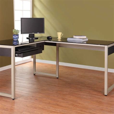 Black Glass Computer Desk For Home Office