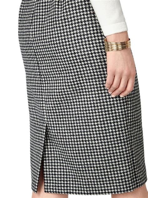 Pure Collection Dog Tooth Wool Pencil Skirt Blackwhite At John Lewis