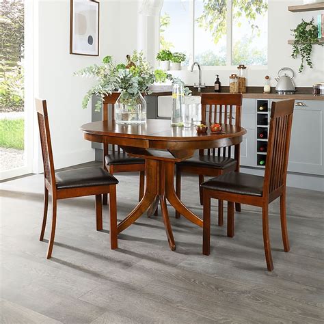 Hudson Round Extending Dining Table And 6 Oxford Chairs Dark Solid