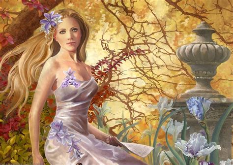 Free Download Fantasy Girl Trees Woman Sculpture Art Flowers
