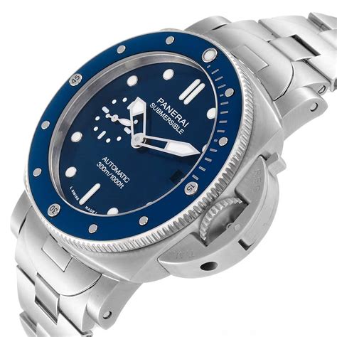 Panerai Submersible Blu Notte Blue Dial Steel Mens Watch Pam01068 Box