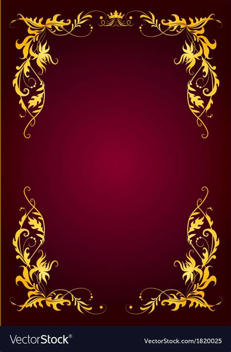 An Elegant Gold Frame On A Red Background With Floral Ornament Design