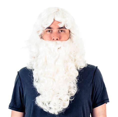 Adult Deluxe Santa Long Beard And Wig White Costume Cosplay Accessory
