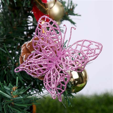 Pwfe 10pcs Xmas Butterfly Decor Christmas Tree Butterfly New Year