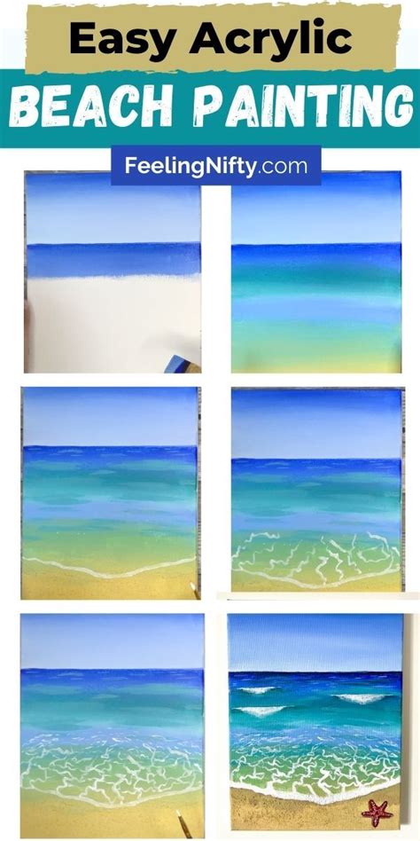 Easy Beach Painting With Acrylics For Beginners Step By Step Tutorial